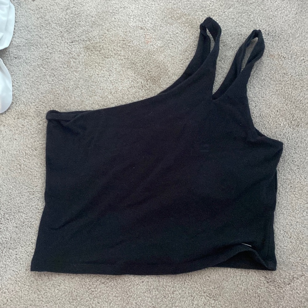 One shoulder black hollister tank top
